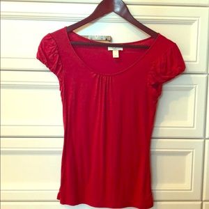 Loft petites red capped sleeve shirt